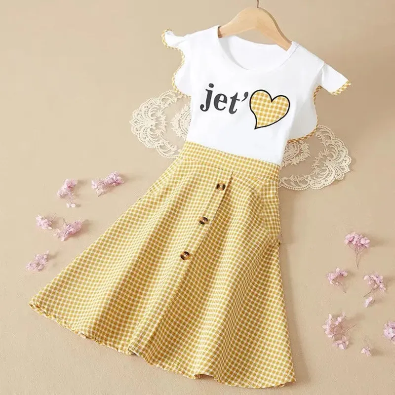 Menoea Summer Round Neck Girls Dress Sweet Cute Kids Dress Plaid Printing Princess Party Clothes Teen Girls Casual Dresses Outfits 4 5 7 9 11 13 Years Old Lazada Singapore