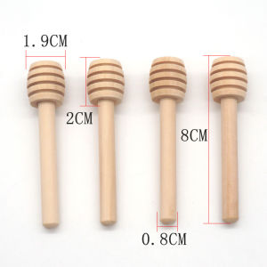 10pcs/Set Wooden Honey Dipper Mixing Handle Jar Spoon Long Stick Kitchen Tools Practical Honey Supplies