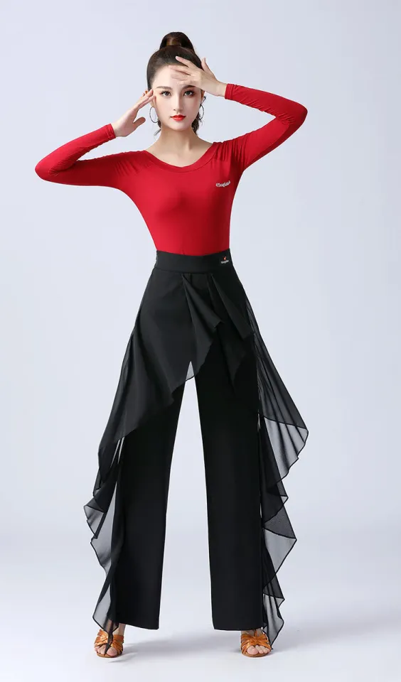 Latin Dance Pants Practice Ballroom Dance Wide Leg Pants Dance