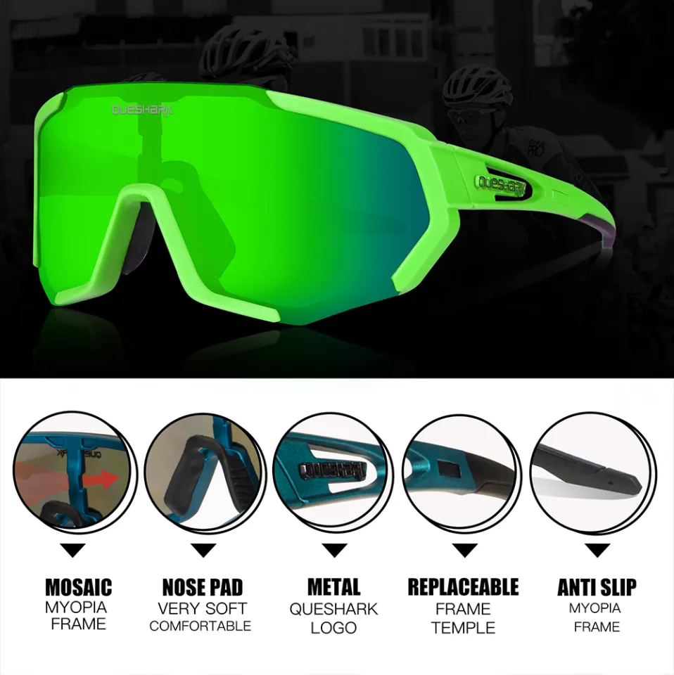 13 Colors Queshark New Single Mirrored UV400 Bicycle Sunglasses Cycling  Glasses For Man Women Bike Eyewear MTB Sports Goggles