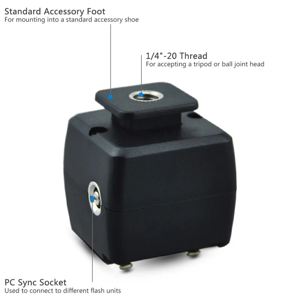 Flash Hot Shoe Adapter with PC Sync Socket Converter