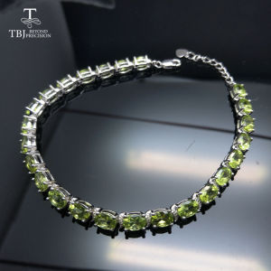 TBJSimple and classic bracelet with 100% natural 12ct peridot gemstone fine jewelry in 925 silver for women daily wear gift