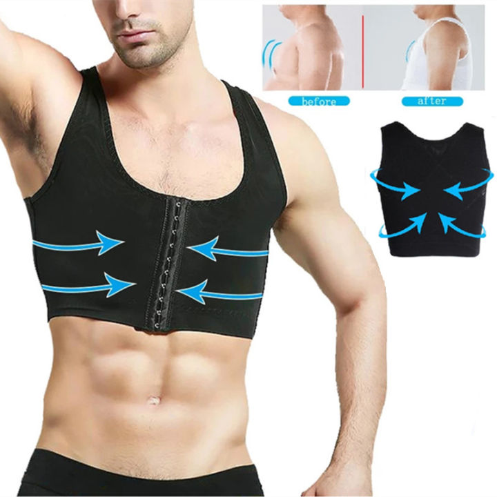 HKS Male control chest Bra Gynecomastia Chest Shaper Vest tops Sexy Men Posture Corrector Compression Shirt Corset