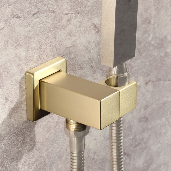 [ppxo]Brushed Gold Brass Bathroom Shower Head Connector /Holder with