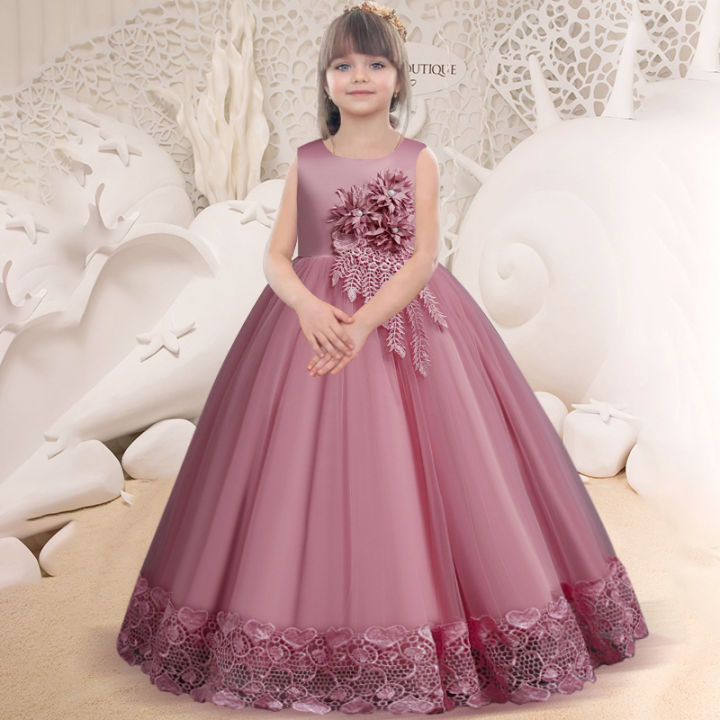 Lace Girls Party Dress Childs Birthday Princess Flower Girl Dresses 3- –  TulleLux Bridal Crowns & Accessories