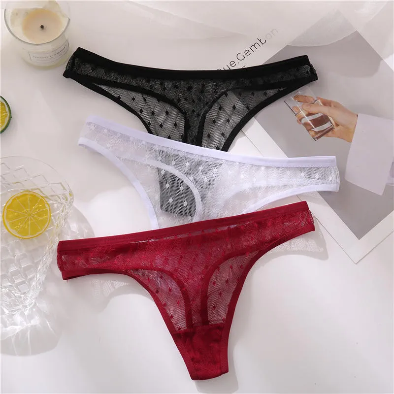 AllOfMe 1PC/3PCS Lace Sexy Women Transparent Panties Lace Underwear Fashion Female  Underpants M-XL