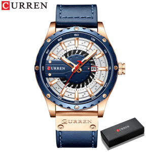 CURREN Watches Top Brand Fashion Leather Wristwatch Casual Quartz Mens Watch with box New Chic Clock Luminous hands