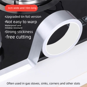 CHUSHE | Kitchen Oil-Resistant Tape Aluminum Foil Heat-Resistant Self-Adhesive Anti-Mold Waterproof Sealing Tape
