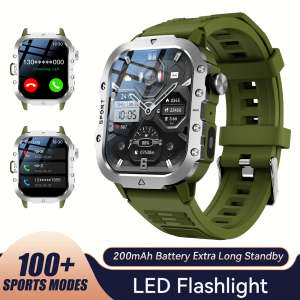 Outdoor Sports Smart Watch 2.01 inch HD Screen LED Flashlight Bluetooth Talking Smart Watch for Men Women Holiday Gifts
