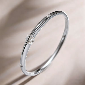 BXINY Planet Solitaire Bangles 100% 925 Sterling Silver High Carbon Diamond Cuff Bracelet for Women Engagement Gift Fine Jewelry