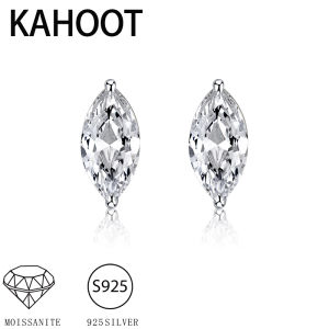 A pair of 925 silver 1 carat marquise moissanite simple temperament mens and womens couple earrings