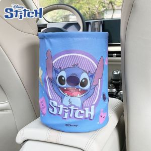 Disney Stitch Car Trash Can Cartoon Cute Car Supplies Portable Folding Storage Bag Waterproof Umbrella Storage Bucket Wholesale