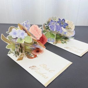 ULEEK Romantic Flower 3D Pop-up Greeting Cards Best Wishes Birthday Wedding Anniversary Postcard Thanksgiving Xmas Gifts Cards
