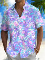 2026 Summer Animal Crane Men's Short sleeved Shirt Hawaii Shirt 3D Plant Printed Plus Size Beach Flower. 