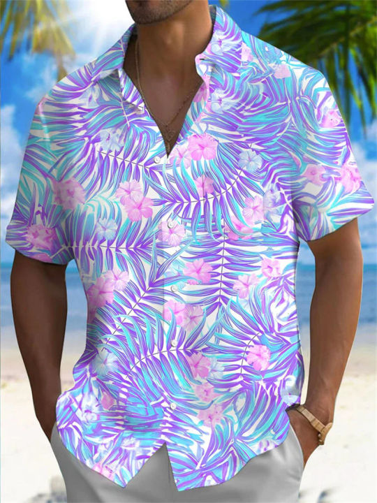2026%20Summer%20Animal%20Crane%20Men's%20Short%20sleeved%20Shirt%20Hawaii%20Shirt%203D%20Plant%20Printed%20Plus%20Size%20Beach%20Flower%20-%20Image%205