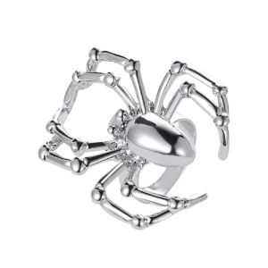 Creative Gothic Black Spider Simulation Animal Spider Finger Rings for Women Men Adjustable Ring Funny Halloween Accessorie Gift