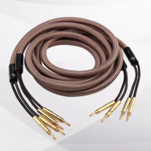 HIFI Speaker Cable 6N OCC Copper Audiophile Speaker Cable Gold Plated Banana Plug for Amplifier DVD CD