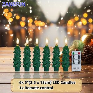 Christmas Flameless Candles Green Led Candlesticks with Timer Remote Christmas Tree 3D Flickering Flameless LED Candles