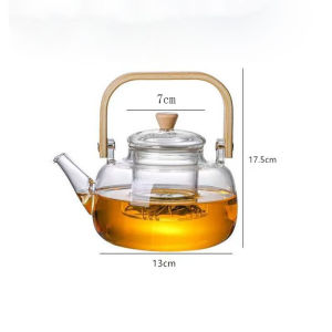 1000ml Large-capacity Steaming Boiling Dual-purpose Handle Teapot Heat-resistant Thickened Glass Teapot Tea Pot Kettle Tea Set