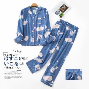 2026 Fashion Plaid Winter 100% Brushed Cotton Pajamas Sets Women Sleepwear Spring Pure Cotton Pyjamas Pijamas Mujer