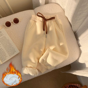 Children Lambswool Pants Boys Girls Winter Plus Velvet Warm Trousers New Kids Thicken Sweatpants Teenager Fleece Sports Pants