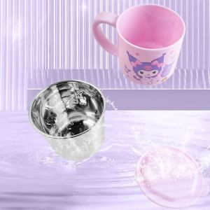 ZEEMIN Halloween Christmas Sanrio Kawaii Kuromi Childrens Water Cup Anime Cartoon Tableware 304 Stainless Steel Double-layer Detachable Milk Drinking Cup