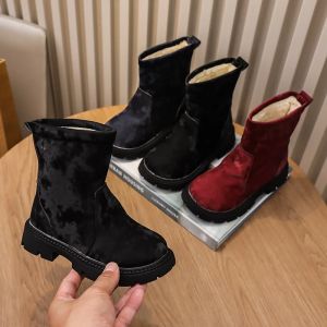 Christmas gifts 2024 Winter New Children Cotton Boots Warm Thicken Girls Boots Fashion Slip on Kids Snow Boots Soft Sole Non-slip Mid Calf Boot