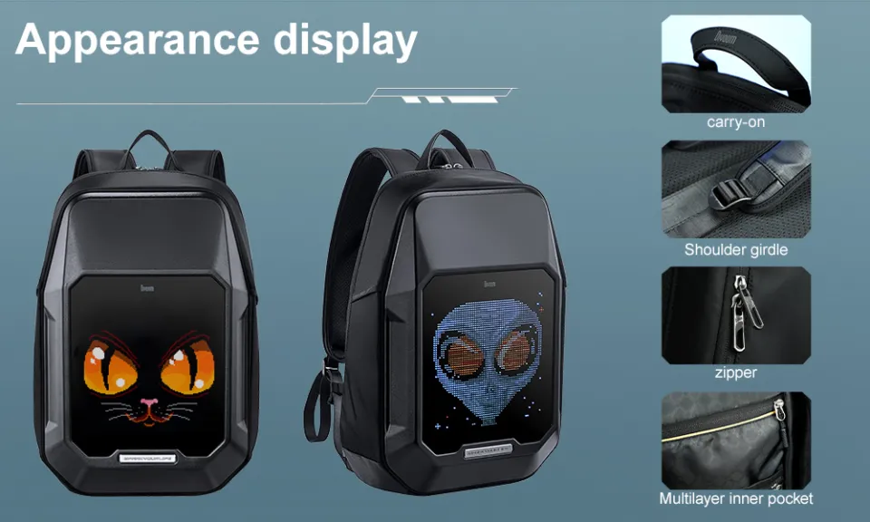 Divoom Cyberbag Pixel Art LED Backpack Camera bag Backpack portable Men  Waterproof Backpack Laptop Bag Daypack LED Screen Travel