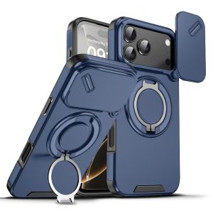 Luxury Heavy Duty Rugged Armor Magnetic Bracket Case For iPhone 17Air 16 15 14 17 Pro Max Plus Slide Camera Protection PC Cover h26032505