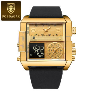 POEDAGAR Fashion Luxury Male Clock Waterproof Luminous Date Week Men Wristwatch Multifunction Digital Quartz Mens Watches Reloj