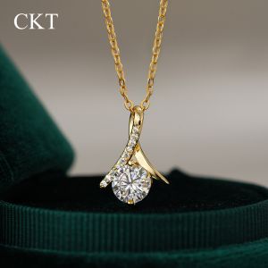 codCKT Irregular Geometric Pendant 1ct Diamond Moissanite Necklace for Women 14K Gold Premium Wedding Fine Jewelry Gift