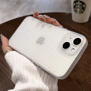 Soft Silicone Corrugated Matte Phone Case For iPhone 11 12 13 14 15 Pro Max Transparent Shockproof Bumper Cover
