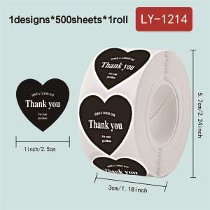 500Pcs/roll New Red Heart Thank You Stickers Cute Heart-shaped Decorative Seal Labels for Wedding Party Gifts Business Package