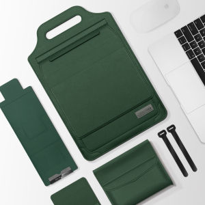 Multipurpose Laptop Sleeve for MacBook Air 13 M1 M2 M3 Pro 14 15.4 16 inch PU leather case mouse pad with bracket Laptop Bag