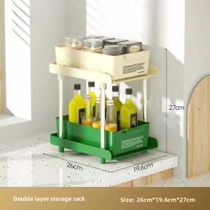 2/3 Tier Pull-out Desktop Storage Shelves Countertop Multi-functional Spice Sorting Rack Household Organizer