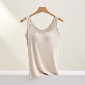 M-XXL for 35-95kg Modal Padded Camisole Top with Cup for Women Summer Yoga Base Vest Underwear with Build-in Bra