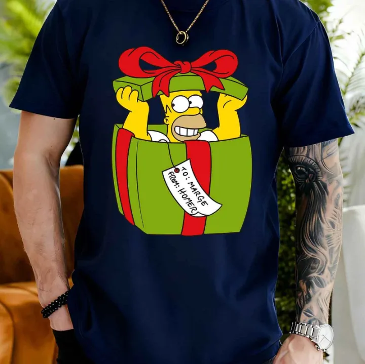 Summer%20Men's%20Casual%20Short-sleeved%20T-shirt,%20Hammer%20Simpson%20Christmas%20Gift%20Box%20Print%20Pattern%20Simpson%20Authorized%20Men's%20T-shirt%20-%20Image%207