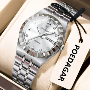 POEDAGAR Luxury Women Watches Luminous Waterproof Week Date Stainless Steel Watches