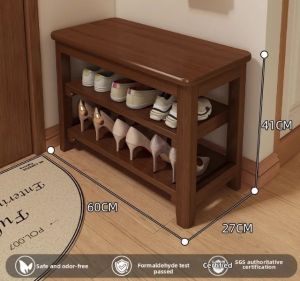 ZHUSHANXIA | Entryway Storage Solid Wood Shoe Bench Stool