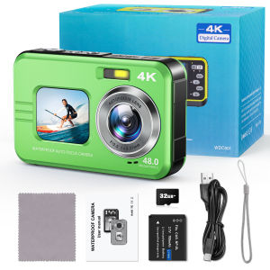 48 MP 4K HD Sport Action Camera with Dual Screens Battery 140 ° Wide Angle for Cycling Swimming Climbing and Outdoor Sports