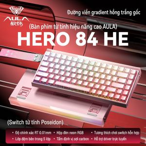 AULA-MOJING | Bàn Phím Cơ Gaming Wolf Spider Hero84HE (Trục Từ Cao Cấp) Có Dây Tối Ưu FPS & E-Sports Công Nghệ RT