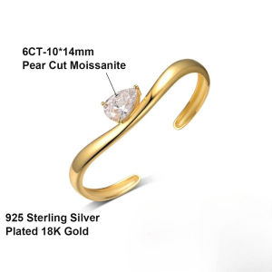 BXINY 6CT Pear Cut Moissanite Bangle 925 Sterling Silver 18K Gold Plated Water Drop Diamond Bracelet for Women Party Jewelry GRA