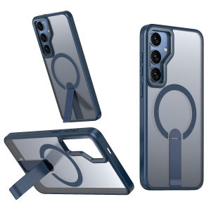 For Samsung Galaxy S25 FE S25FE 5G Case Metal Folding Stand Magnetic Casing For SAM Galaxy S 25 FE Ring Stand Protection Hard Acrylic Back Cover