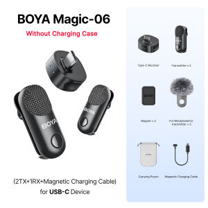 BOYA BOYA Magic Wireless Lavalier Microphone 4 Forms in 1 Mic for iPhone Android USB-C Phone Camera for Interview Live Streaming