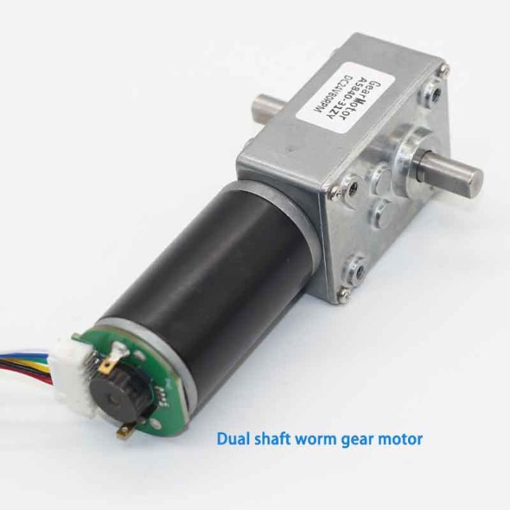 12v Dual Shaft Worm Gear Motor With Hall Sensor Encoder 24v Electric ...