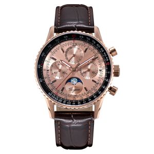 Sugess Chronograph Watch of Man ST1908 Swanneck Movement Mechanical Moonphase Wristwatches Waterproof Calendar Vintage New S468