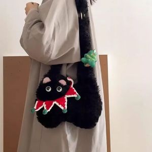 Lovely Christmas Cat Women Bag Furry Autumn Winter Fashion Shoulder Bag Purses and Handbags Girls Bags