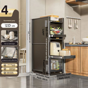 JUMEISHI | Pull-out Slim Gap Cabinet Kitchen Organizer Microwave Storage