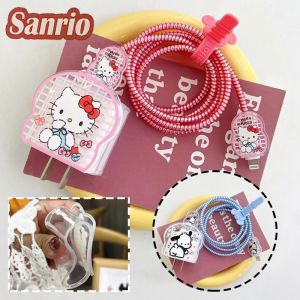 Christmas gift Sanrio Hello Kitty Charger Cover Cartoon Anime Charger Protective Case for Apple Iphone 18/20W Bite Cord Line Usb Cable Shells