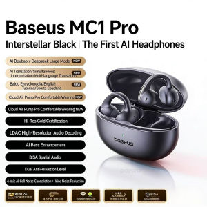 BASEUS MC1 Pro AI Earphones Open Ear Clip Bluetooth Headphones with AI Translation LDAC Hi-Res Sound IP67 Waterproof